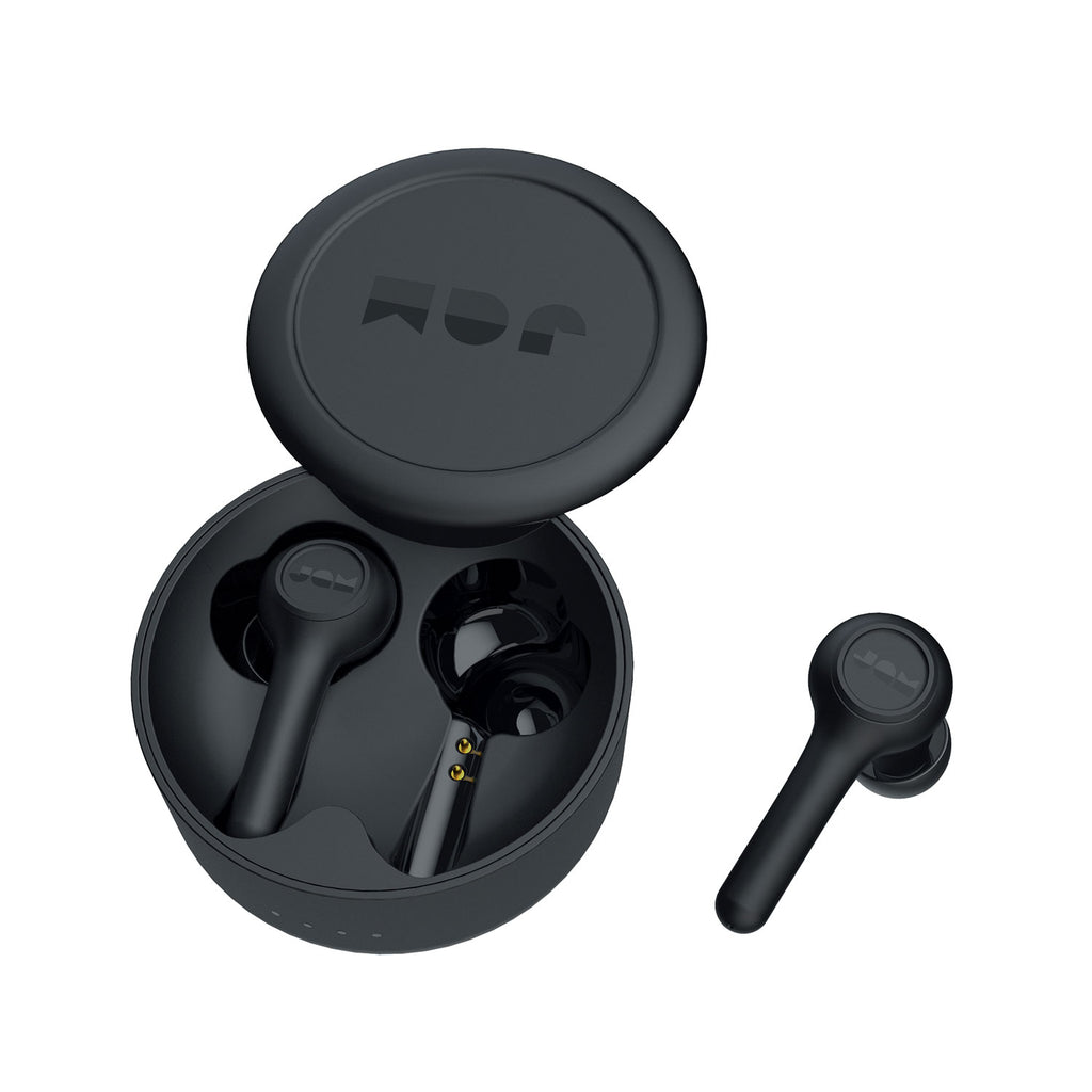 Jam Audio TWS Exec Black Wireless Earbuds front view with case
