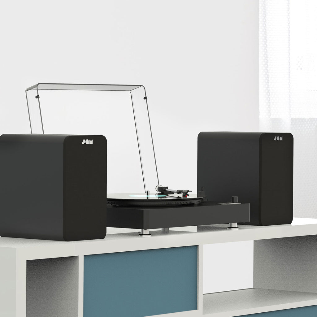 Jam Audio Bookshelf Bluetooth Speakers with Spun Out Turntable